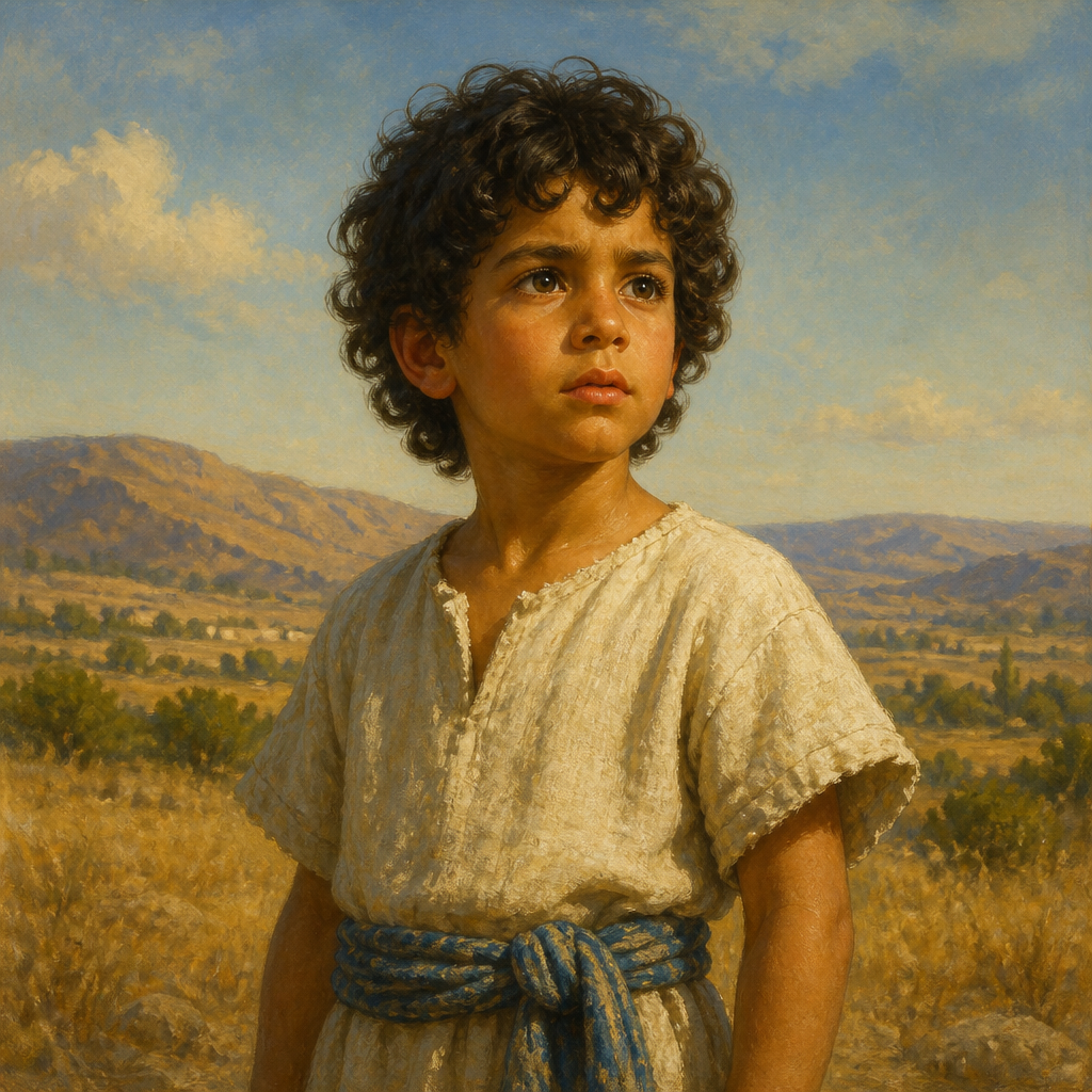 Oil-painting style portrait of Jezreel, Son of Hosea, Firstborn son of Hosea whose name symbolized the coming judgment on the house of Jehu