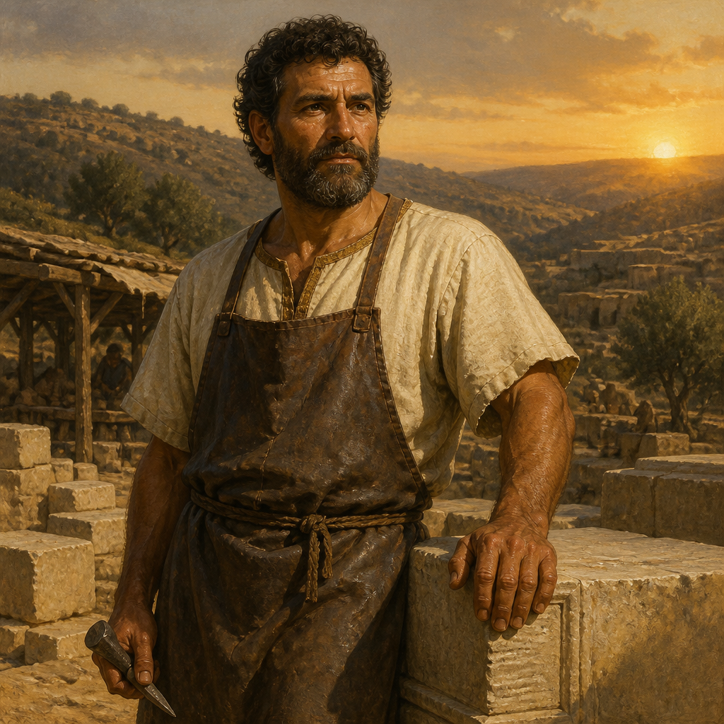 Oil-painting style portrait of Joab, Father of Ge-harashim, Founder of the Valley of Craftsmen and son of Seraiah