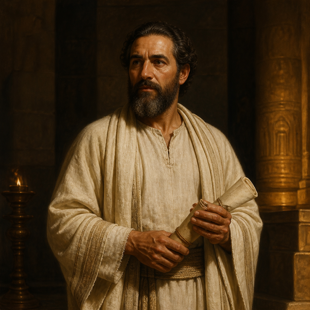 Oil-painting style portrait of Joah, Son of Zimmah, Levite of the Gershonite line during the Divided Monarchy who is recorded in the priestly genealogies of 1 Chronicles