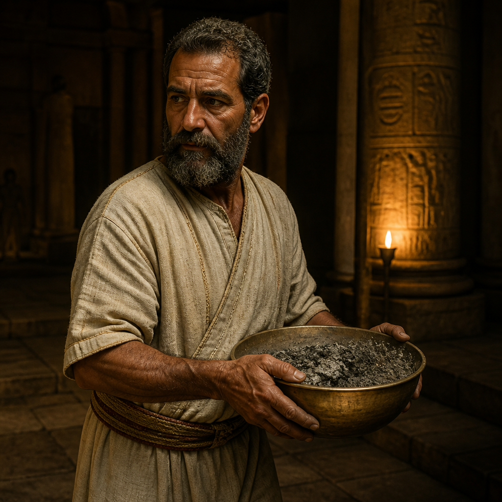 Oil-painting style portrait of Joah, Son of Zimmah and Father of Eden, Levite who helped cleanse the Temple during the reforms of King Hezekiah