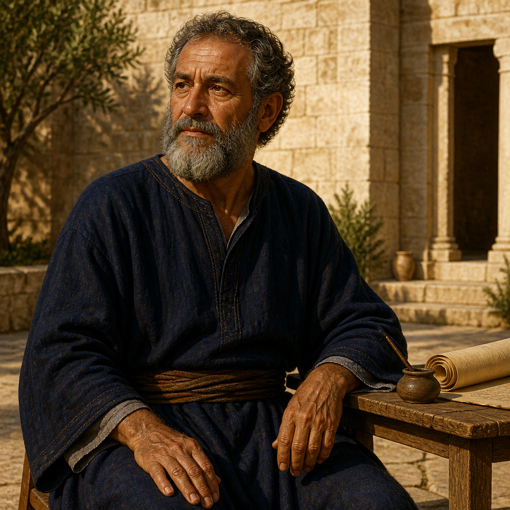 Oil-painting style portrait of Joahaz, Father of Joah the recorder during the reign of King Josiah