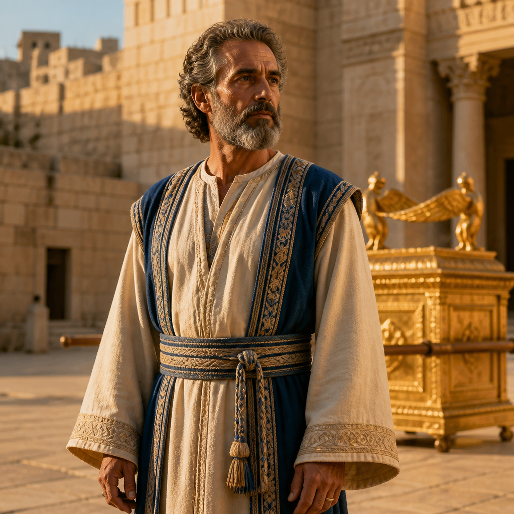 Oil-painting style portrait of Joel, Levite of the Divided Monarchy, Levite chief who assisted King David in moving the Ark of the Covenant