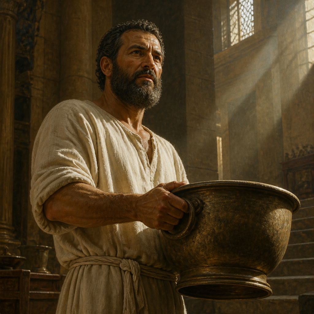 Oil-painting style portrait of Joel, Son of Azariah, Levite who helped King Hezekiah cleanse the temple