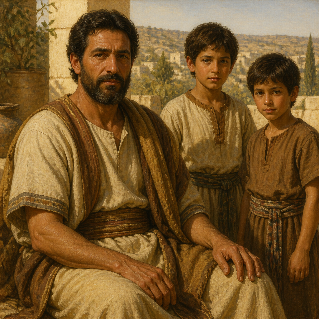 Oil-painting style portrait of Jonathan, Son of Jada, Son of Jada and father of Peleth and Zaza in the genealogy of Judah