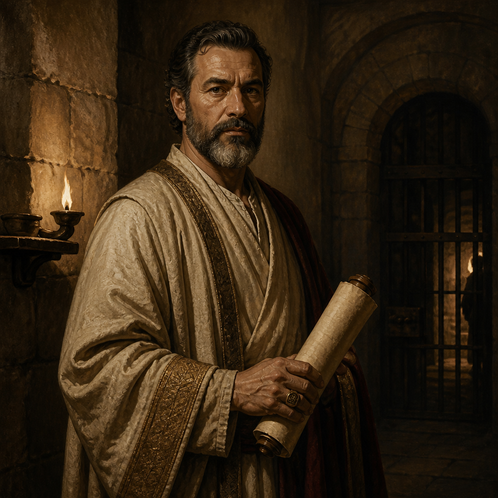 Oil-painting style portrait of Jonathan the Scribe, Scribe whose house was converted into a prison for the prophet Jeremiah
