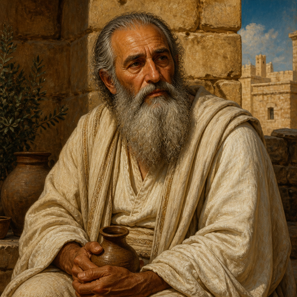 Oil-painting style portrait of Kemuel, Father of Hashabiah, Father of Hashabiah the Levite leader