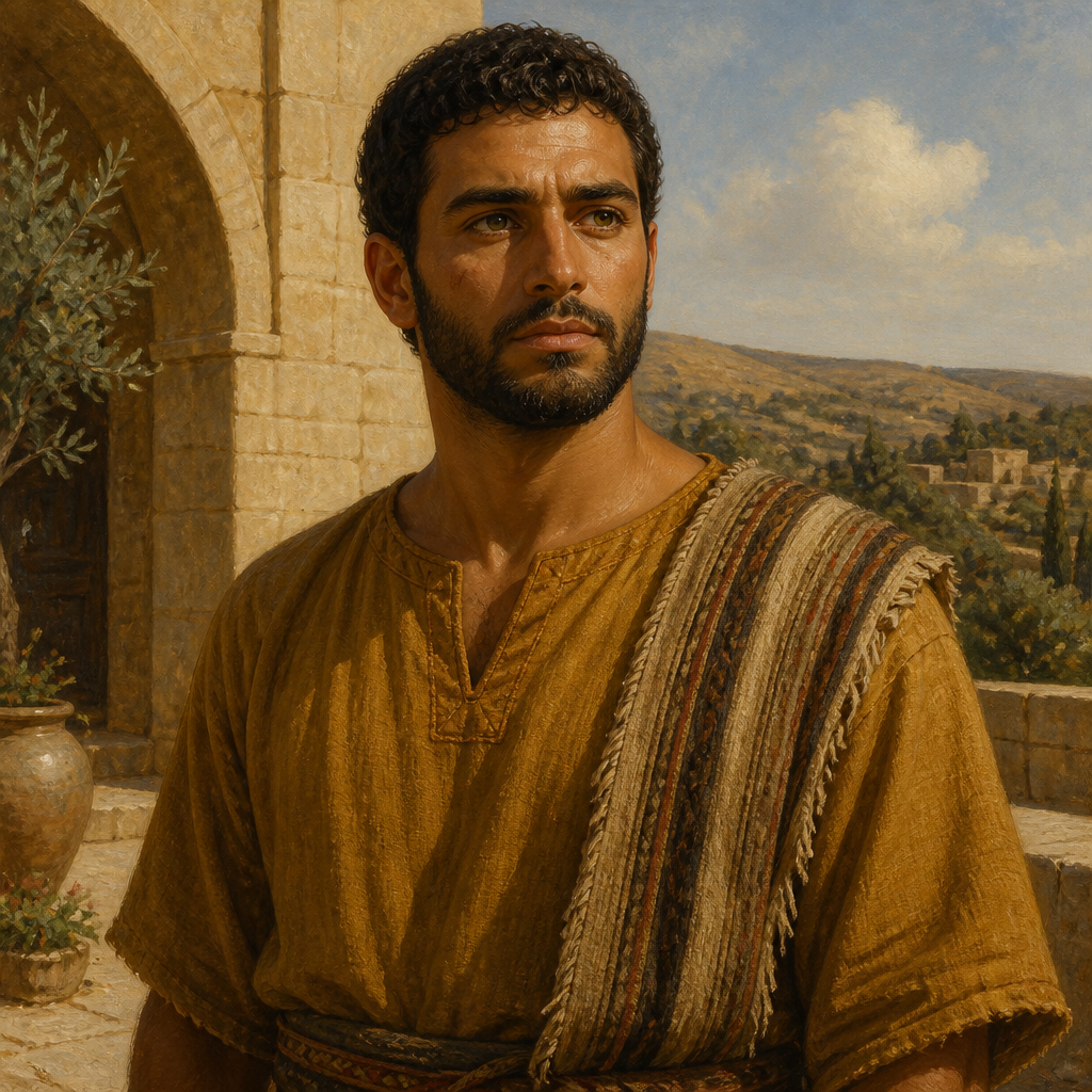 Oil-painting style portrait of Kenaz, Son of Elah, Grandson of Caleb son of Jephunneh mentioned in the genealogies of 1 Chronicles