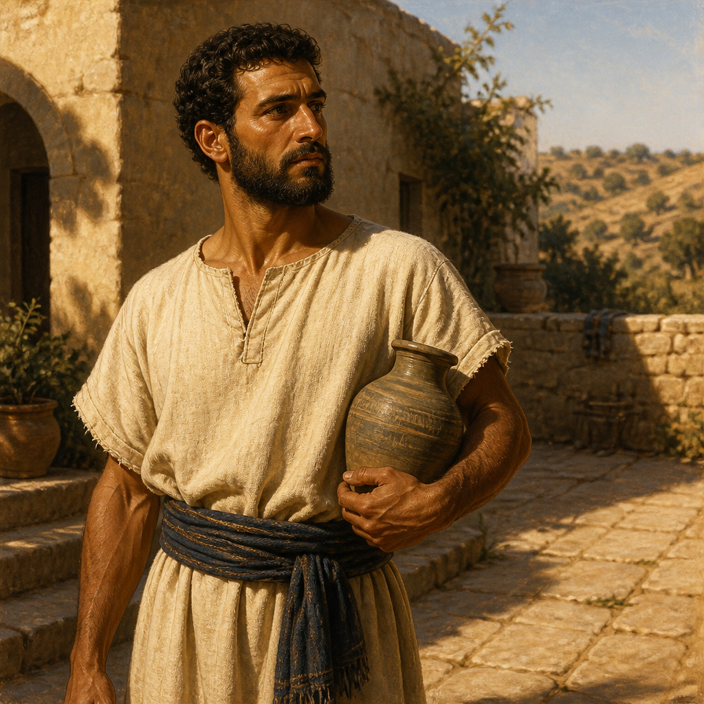 Oil-painting style portrait of Korah, Son of Hebron, son of Hebron and descendant of Caleb in the tribe of Judah