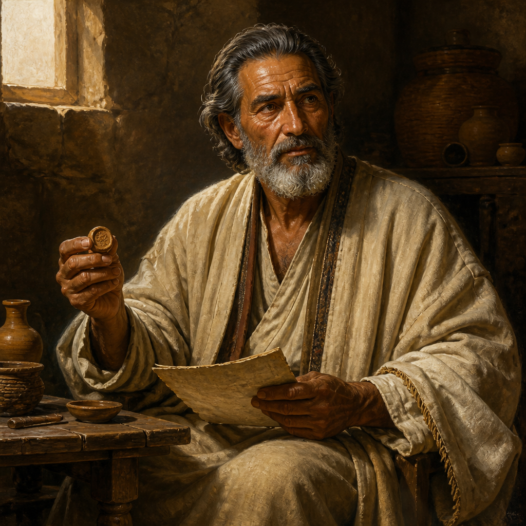 Oil-painting style portrait of Maacah, Parent of Shephatiah, Parent of Shephatiah the chief officer of the tribe of Simeon