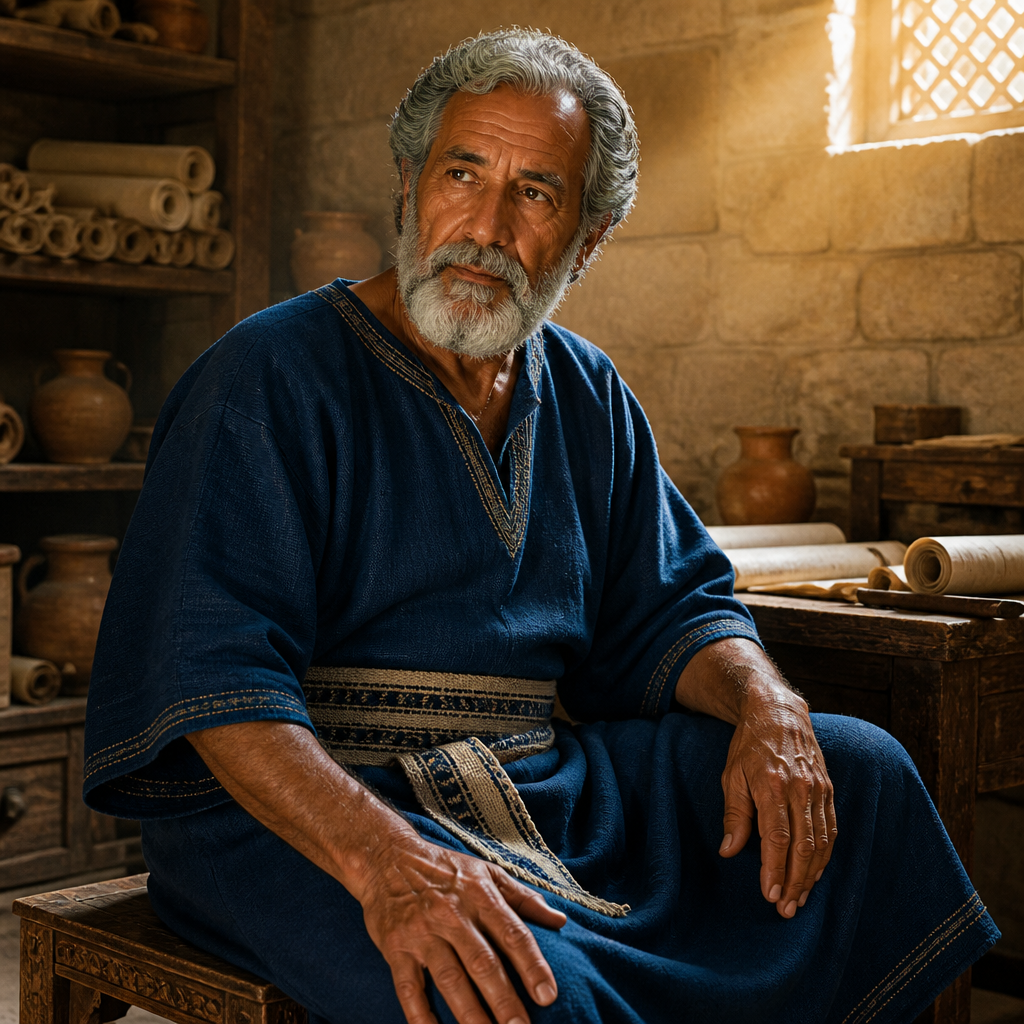 Oil-painting style portrait of Mahseiah, Grandfather of Baruch the scribe and Seraiah the quartermaster
