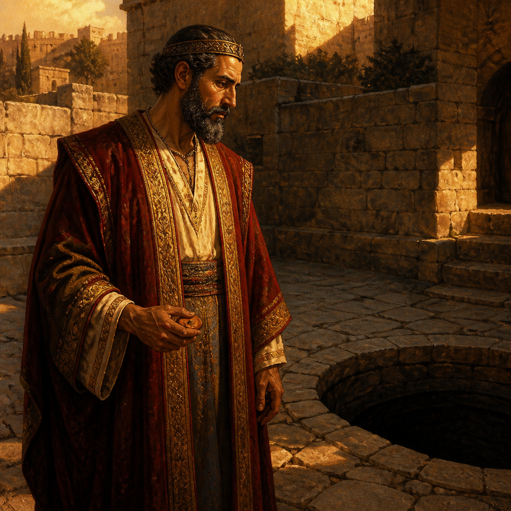 Oil-painting style portrait of Malchiah, Royal official and son of the king whose cistern was used to imprison the prophet Jeremiah
