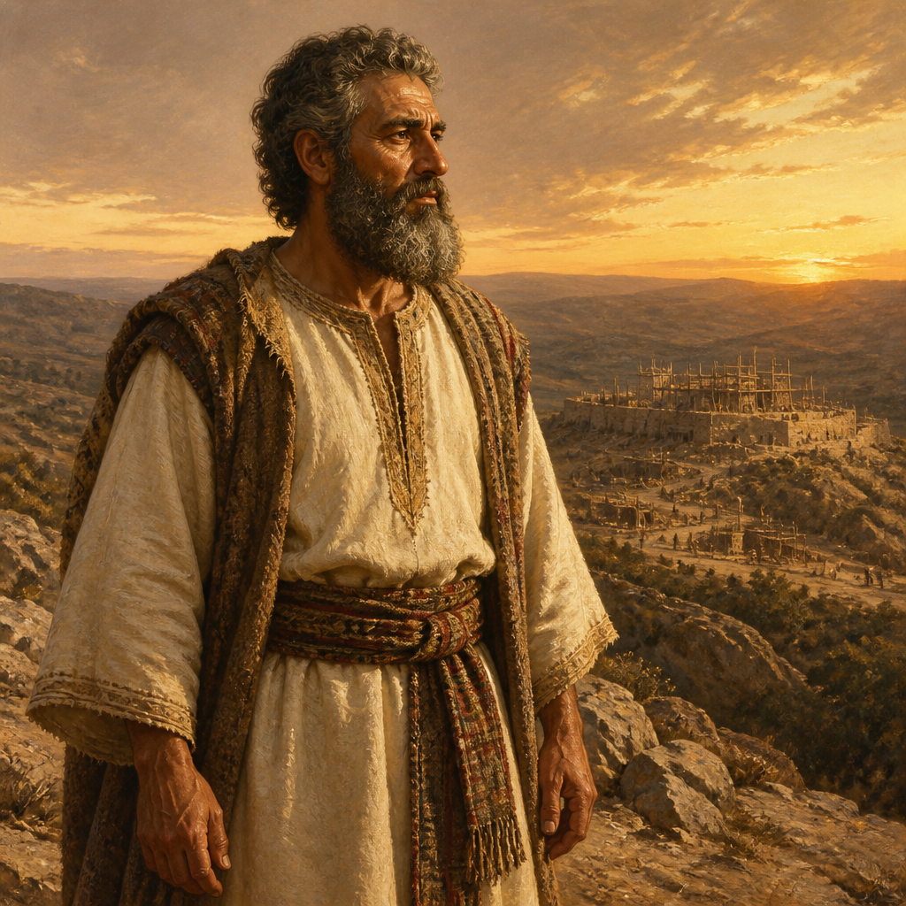 Oil-painting style portrait of Maon, Son of Shammai and the father of Beth-zur within the Tribe of Judah