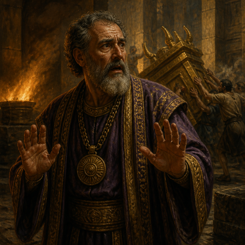 Oil-painting style portrait of Mattan, Priest of Baal, Priest of Baal killed during the reforms of Jehoiada