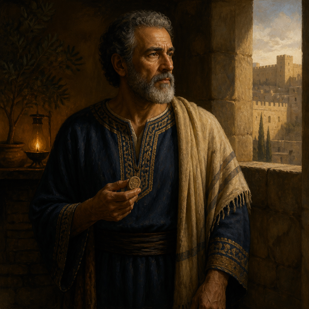 Oil-painting style portrait of Mattan, Father of Shephatiah, Judean man identified as the father of Shephatiah in the Book of Jeremiah