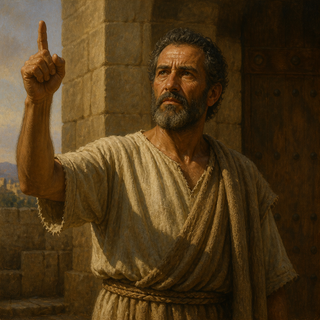 Oil-painting style portrait of Micaiah, Son of Imlah, Prophet who predicted the death of King Ahab in battle