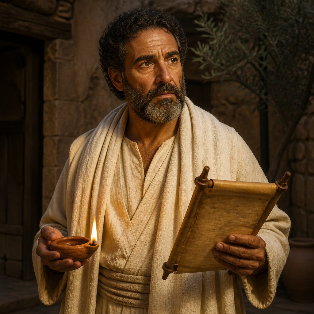 Oil-painting style portrait of Michael, Levite of the Divided Monarchy, Levite ancestor of Asaph the temple singer