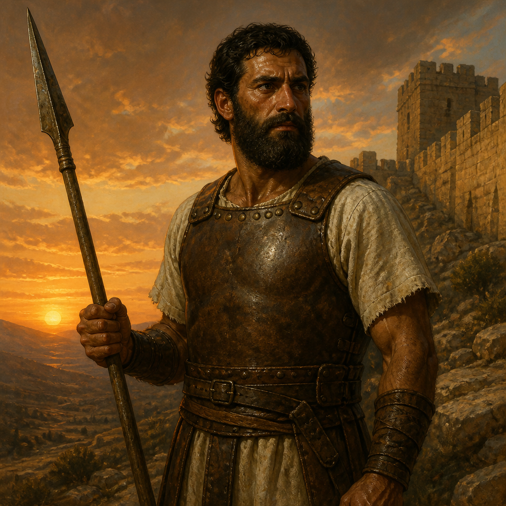Oil-painting style portrait of Naarai, Warrior who served as one of King David's Mighty Men