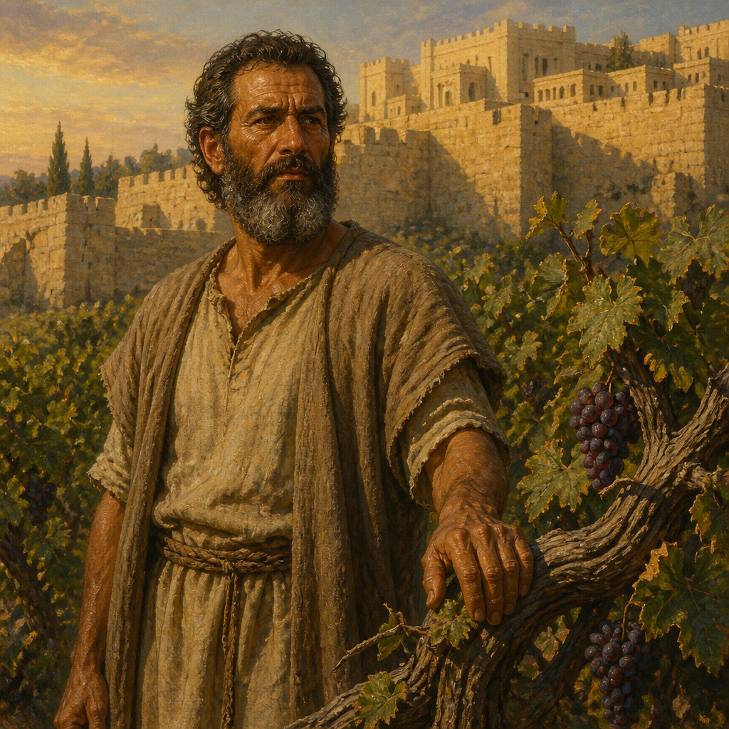 Oil-painting style portrait of Naboth, Landowner whose vineyard was seized by King Ahab after he was falsely accused and executed