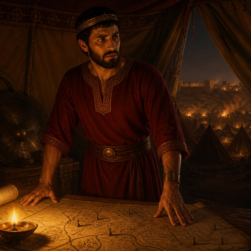 Oil-painting style portrait of Nadab, Son of Jeroboam, King of Israel who was assassinated by Baasha