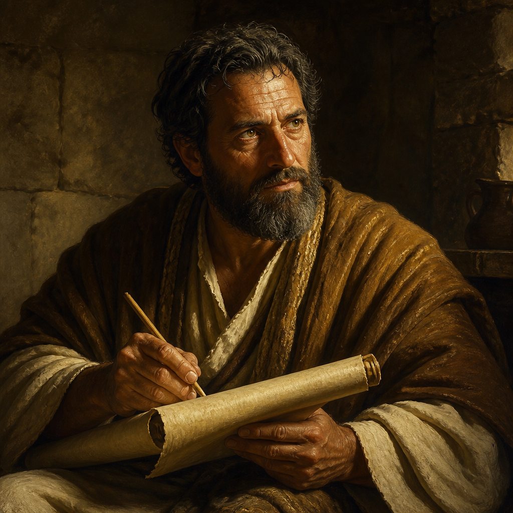 Oil-painting style portrait of Nahum the Elkoshite, Prophet who predicted the total destruction of Nineveh