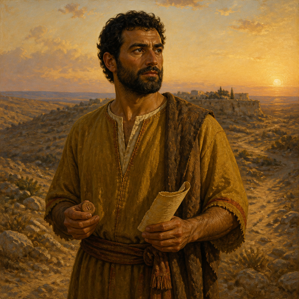 Oil-painting style portrait of Nathan, Son of Attai, Son of Attai and father of Zabad in the genealogy of Judah