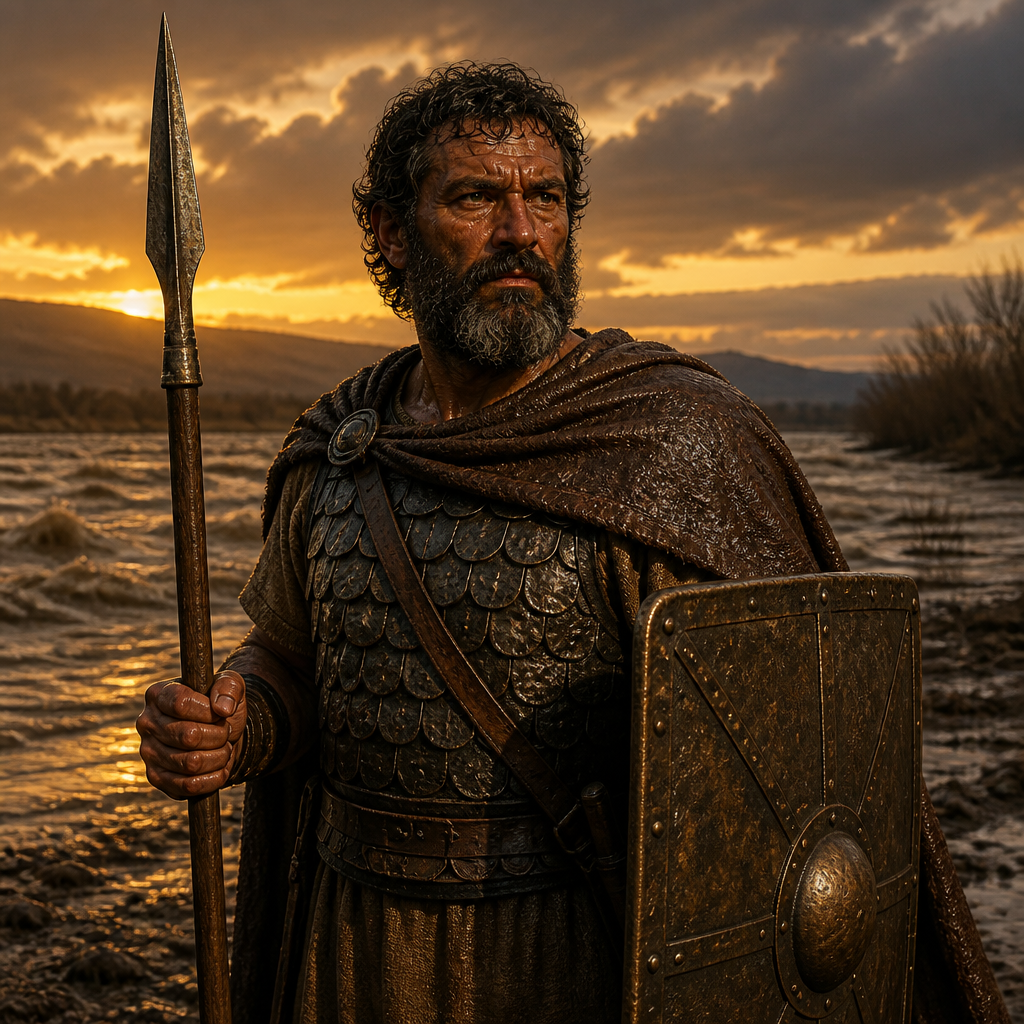 Oil-painting style portrait of Obadiah, Gadite Commander, Gadite commander who joined David at Ziklag