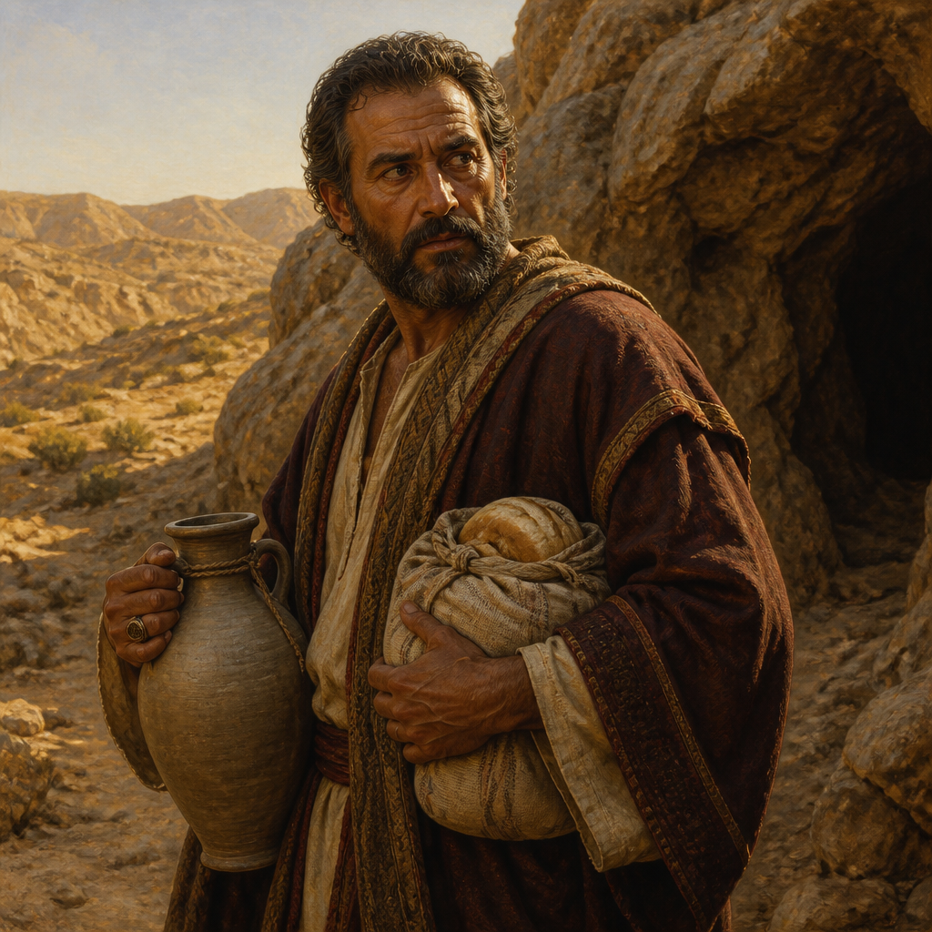 Oil-painting style portrait of Obadiah, Steward of King Ahab, Palace official who hid one hundred prophets in caves to save them from Jezebel