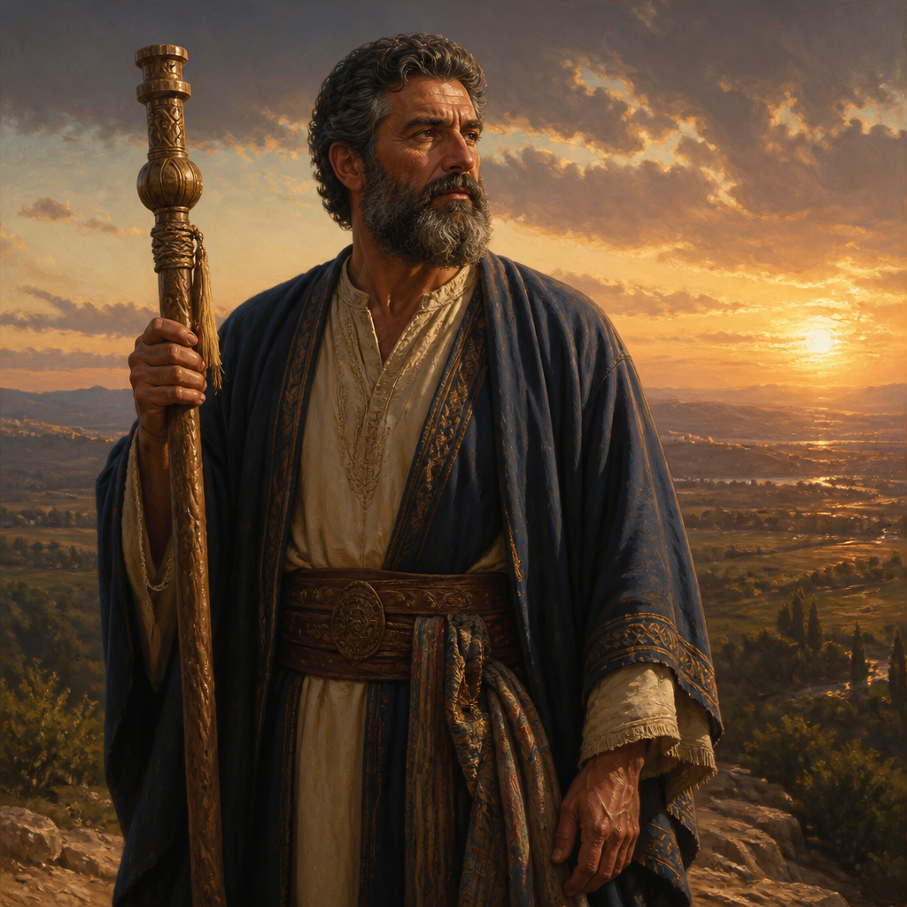 Oil-painting style portrait of Omri, Leader of Issachar, Tribal leader of Issachar who served as a chief officer during the reign of King David