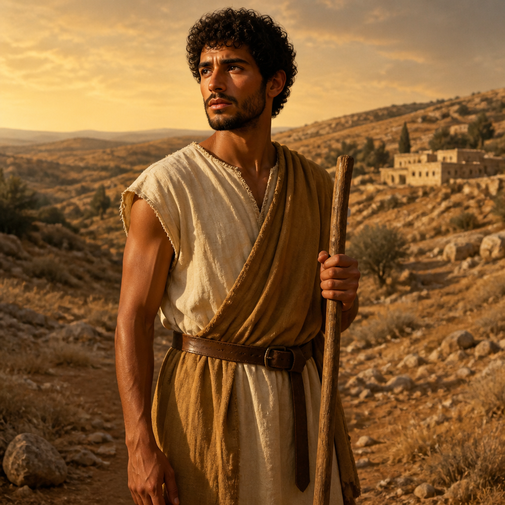 Oil-painting style portrait of Ophrah, son of Meonothai from the tribe of Judah