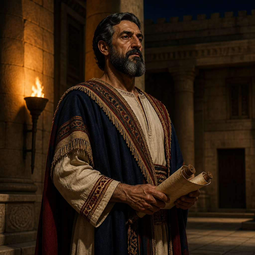 Oil-painting style portrait of Pashhur, Son of Malchijah, Official under King Zedekiah who petitioned for Jeremiah's execution