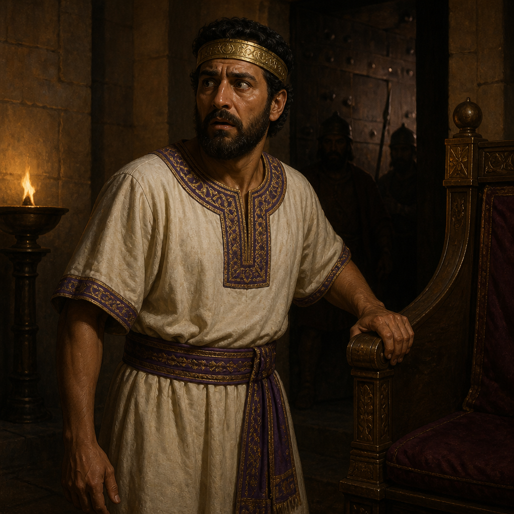 Oil-painting style portrait of Pekahiah, King of Israel who was assassinated by his officer Pekah