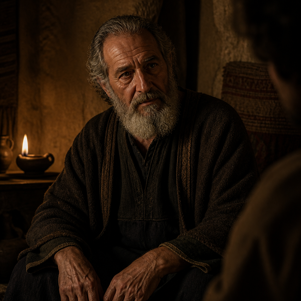 Oil-painting style portrait of Pethuel, Father of the prophet Joel