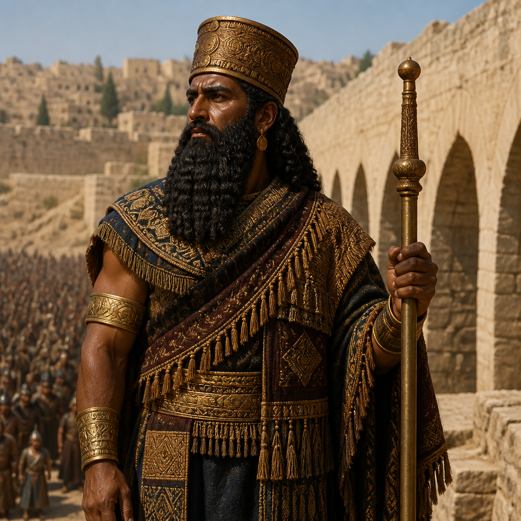 Oil-painting style portrait of Rab-saris, Official of Sennacherib, Assyrian official sent by Sennacherib to demand the surrender of Jerusalem during the reign of Hezekiah