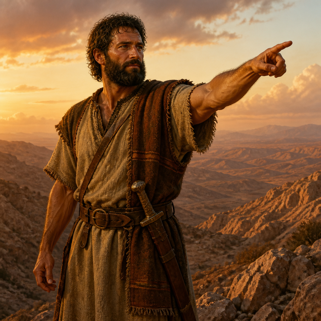 Oil-painting style portrait of Rephaiah, Son of Ishi, Simeonite leader who led five hundred men to conquer Mount Seir