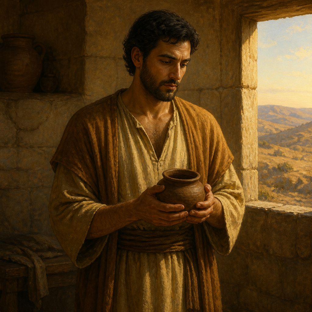 Oil-painting style portrait of Seled, Son of Nadab who died without children