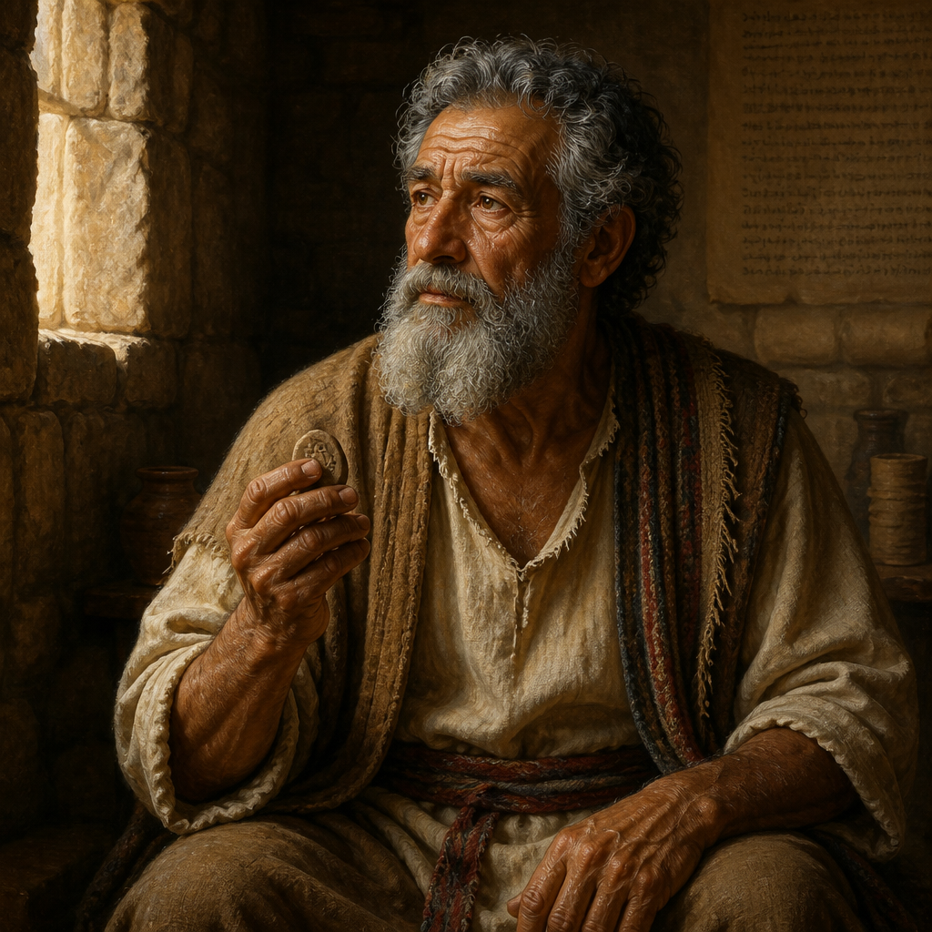 Oil-painting style portrait of Seraiah, Son of Asiel, Simeonite ancestor whose lineage is recorded in the genealogies of the tribe of Simeon