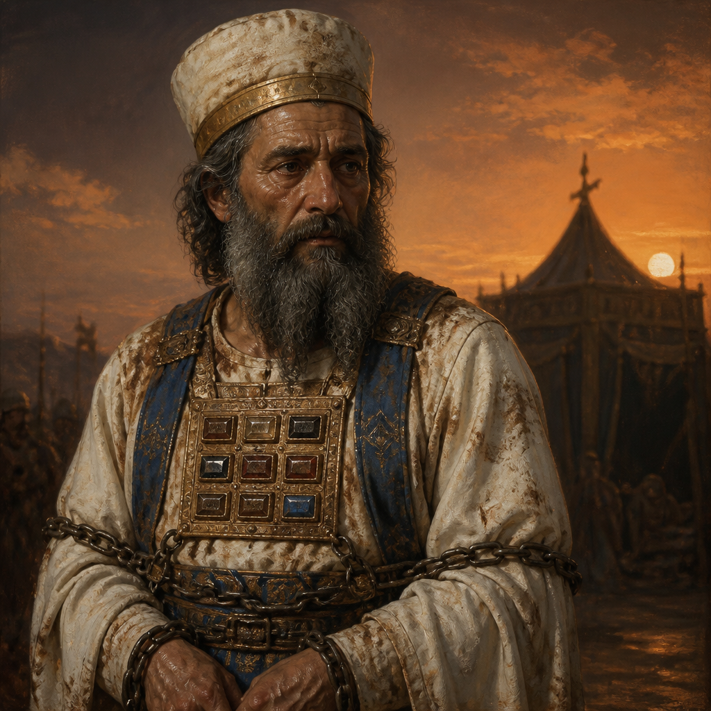 Oil-painting style portrait of Seraiah the Chief Priest, Chief Priest of Jerusalem who was executed by Nebuchadnezzar after the fall of the Temple