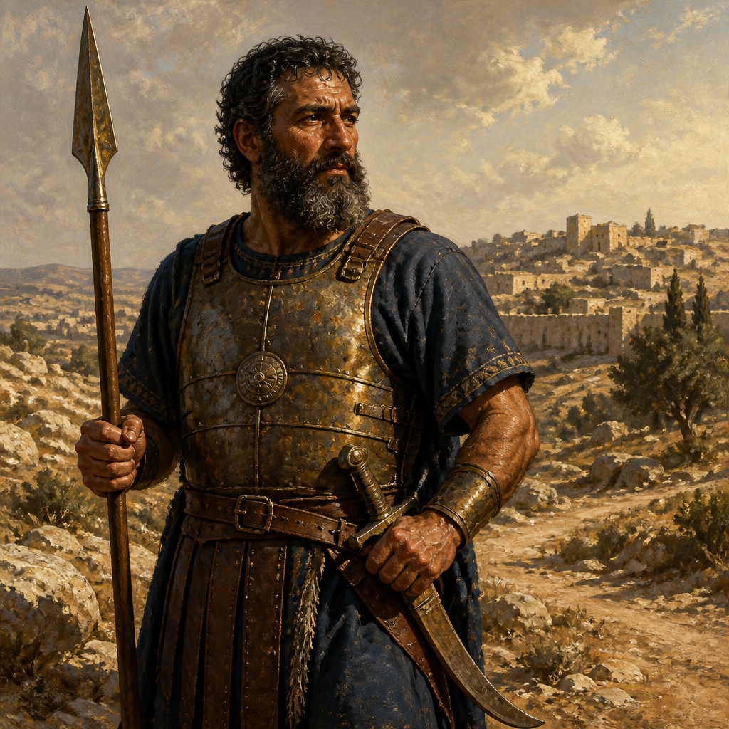 Oil-painting style portrait of Seraiah son of Tanhumeth, Military commander of Judah who joined the remnant at Mizpah under Governor Gedaliah