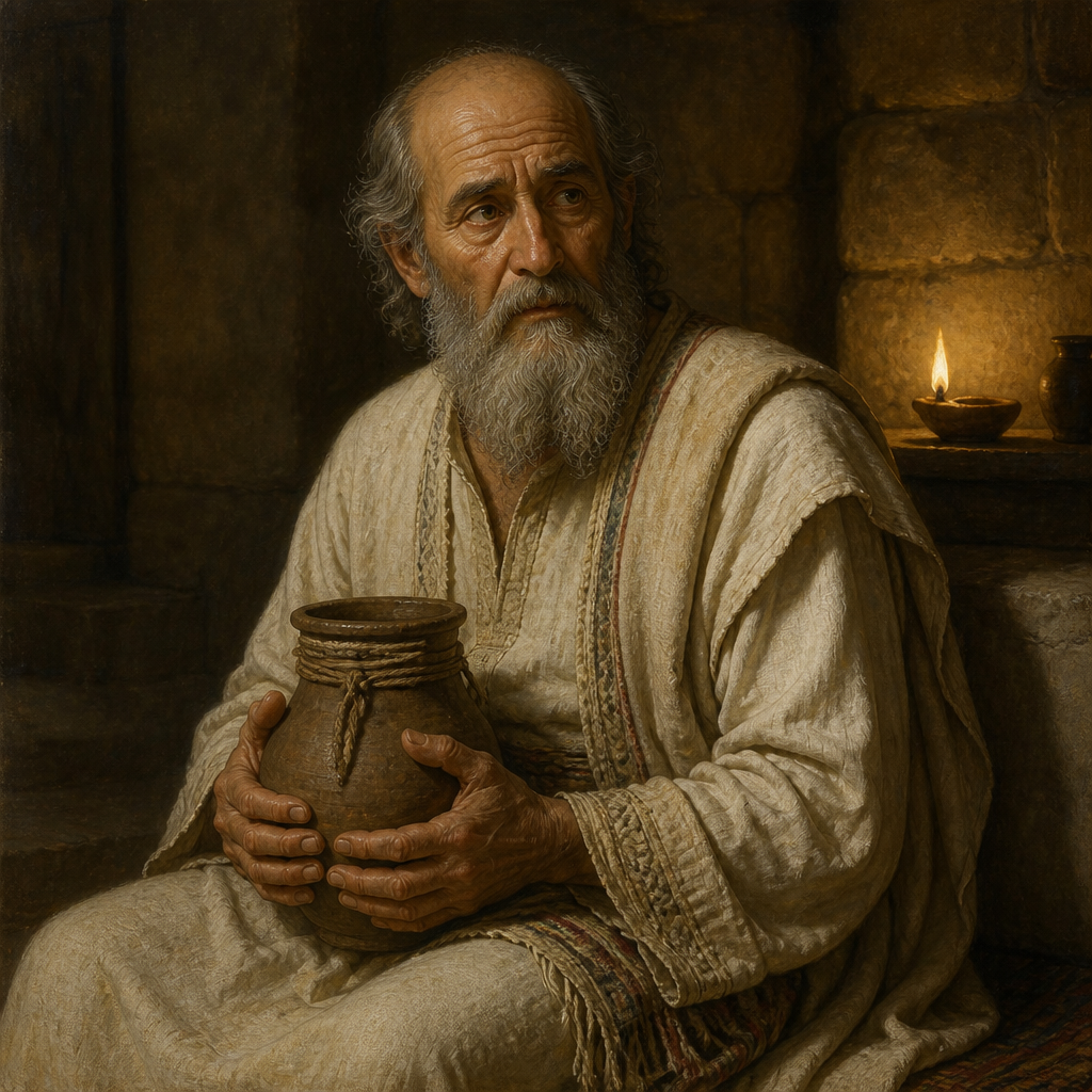 Oil-painting style portrait of Shallum, Uncle of Jeremiah, Uncle of the prophet Jeremiah and father of Hanamel who facilitated the redemption of ancestral land in Anathoth