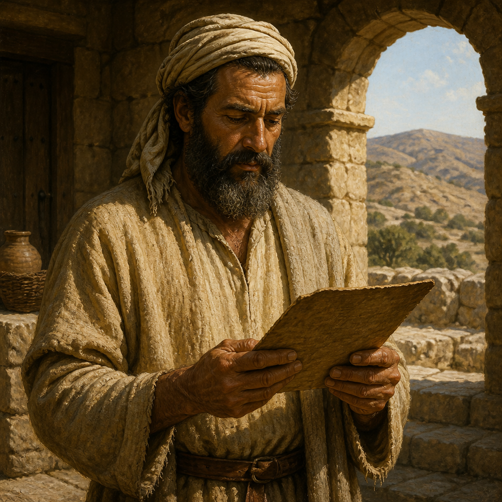 Oil-painting style portrait of Shammai, Son of Onam, Son of Onam and father of Nadab and Abishur in the genealogy of Judah