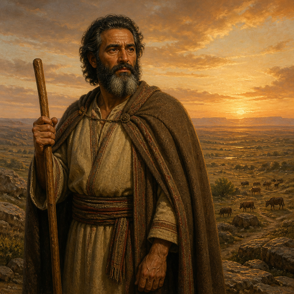 Oil-painting style portrait of Shaphat of Gad, Gadite leader who lived in the region of Bashan during the Divided Monarchy