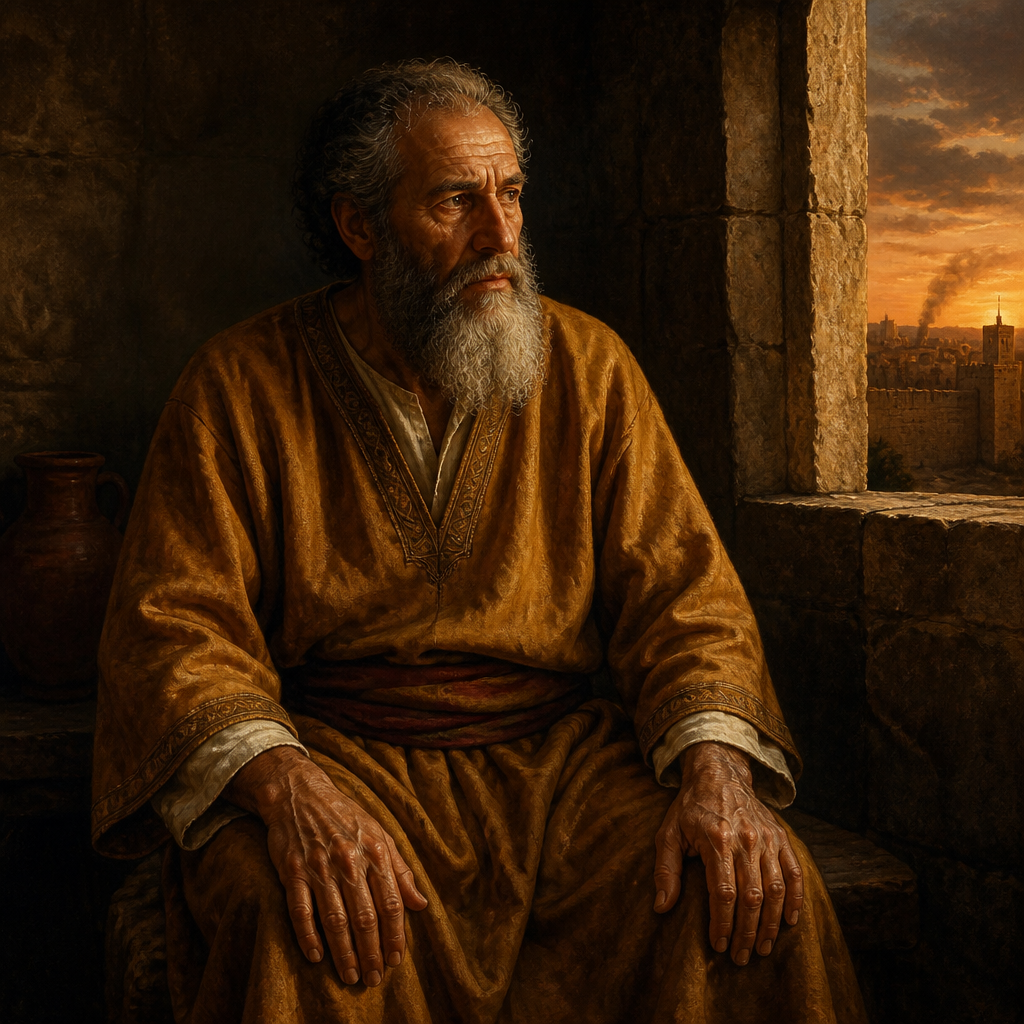 Oil-painting style portrait of Shelemiah, Father of Irijah, father of Irijah, the captain who arrested the prophet Jeremiah