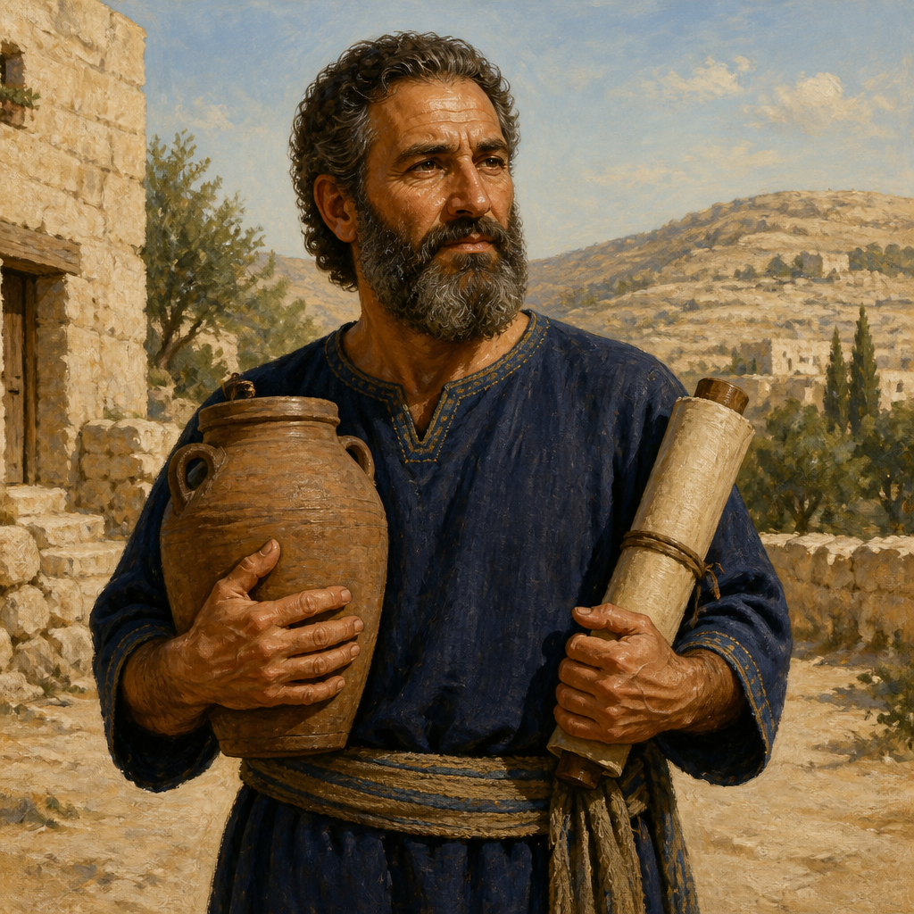 Oil-painting style portrait of Shema, Son of Hebron, Son of Hebron and descendant of Caleb in the tribe of Judah