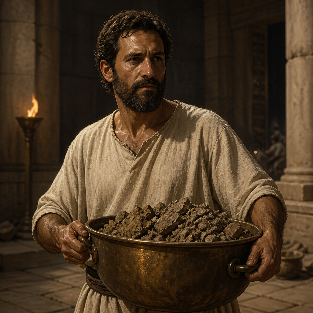 Oil-painting style portrait of Shemaiah, Levite of the Jeduthunites, Levite who helped cleanse the temple during King Hezekiah's reforms