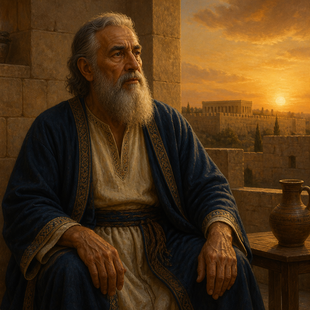 Oil-painting style portrait of Shemaiah, Father of Delaiah, father of Delaiah, an official under King Jehoiakim
