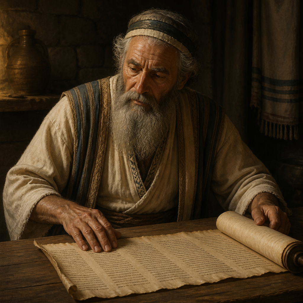 Oil-painting style portrait of Shemer, Levite of the Divided Monarchy, Levite ancestor in the line of Temple musicians