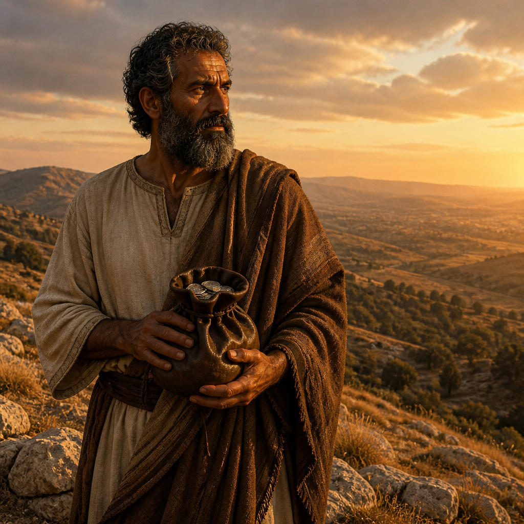 Oil-painting style portrait of Shemer, Owner of the Hill of Samaria, Landowner who sold the hill of Samaria to King Omri for two talents of silver