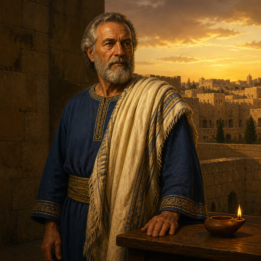 Oil-painting style portrait of Shilhi, grandfather of King Jehoshaphat and father of Queen Azubah