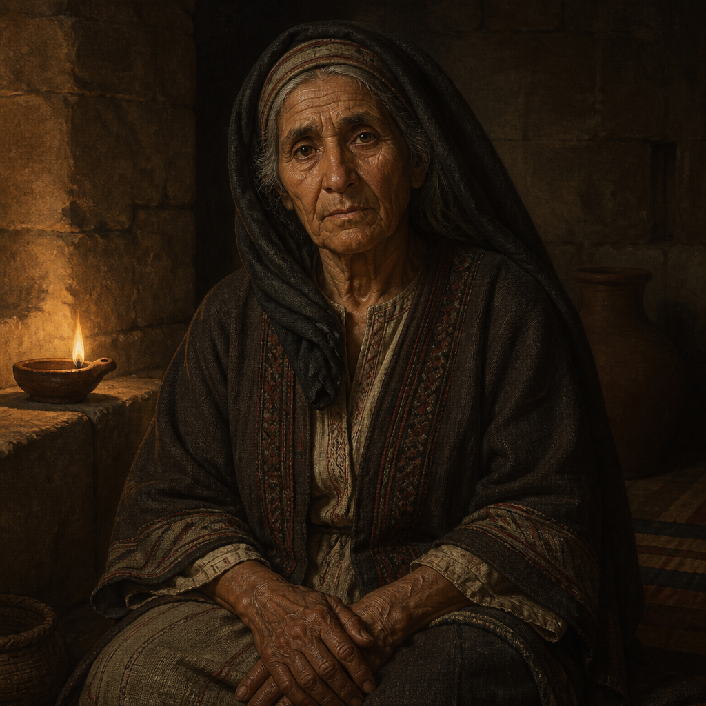 Oil-painting style portrait of Shimeath, Ammonite mother of Jozacar who assassinated King Joash