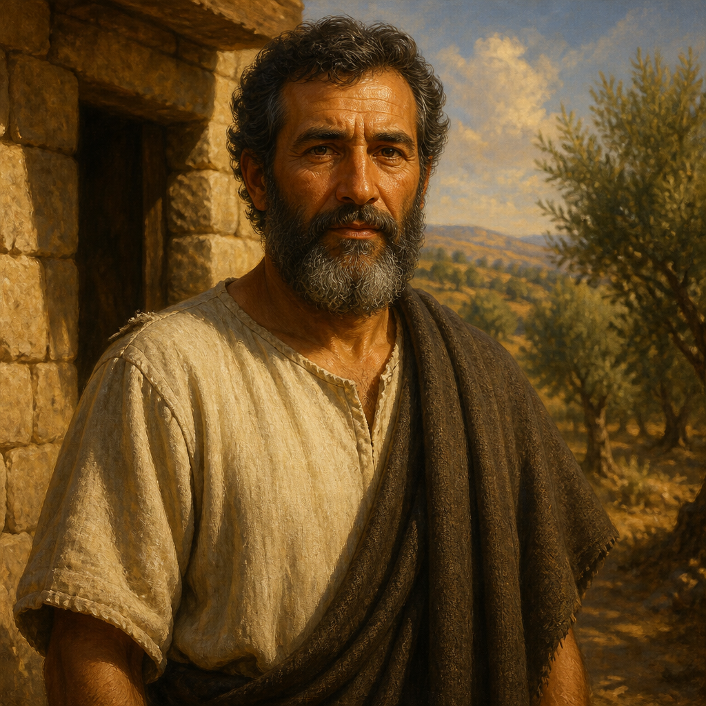 Oil-painting style portrait of Shimon, Judean father mentioned in the genealogies of 1 Chronicles